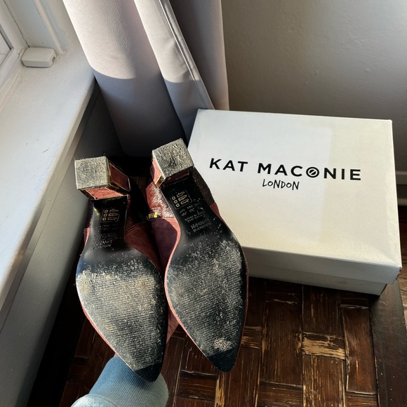 Kat Maconie Stella Boots - Burgundy suede + pony hair and gold - Picture 5 of 7